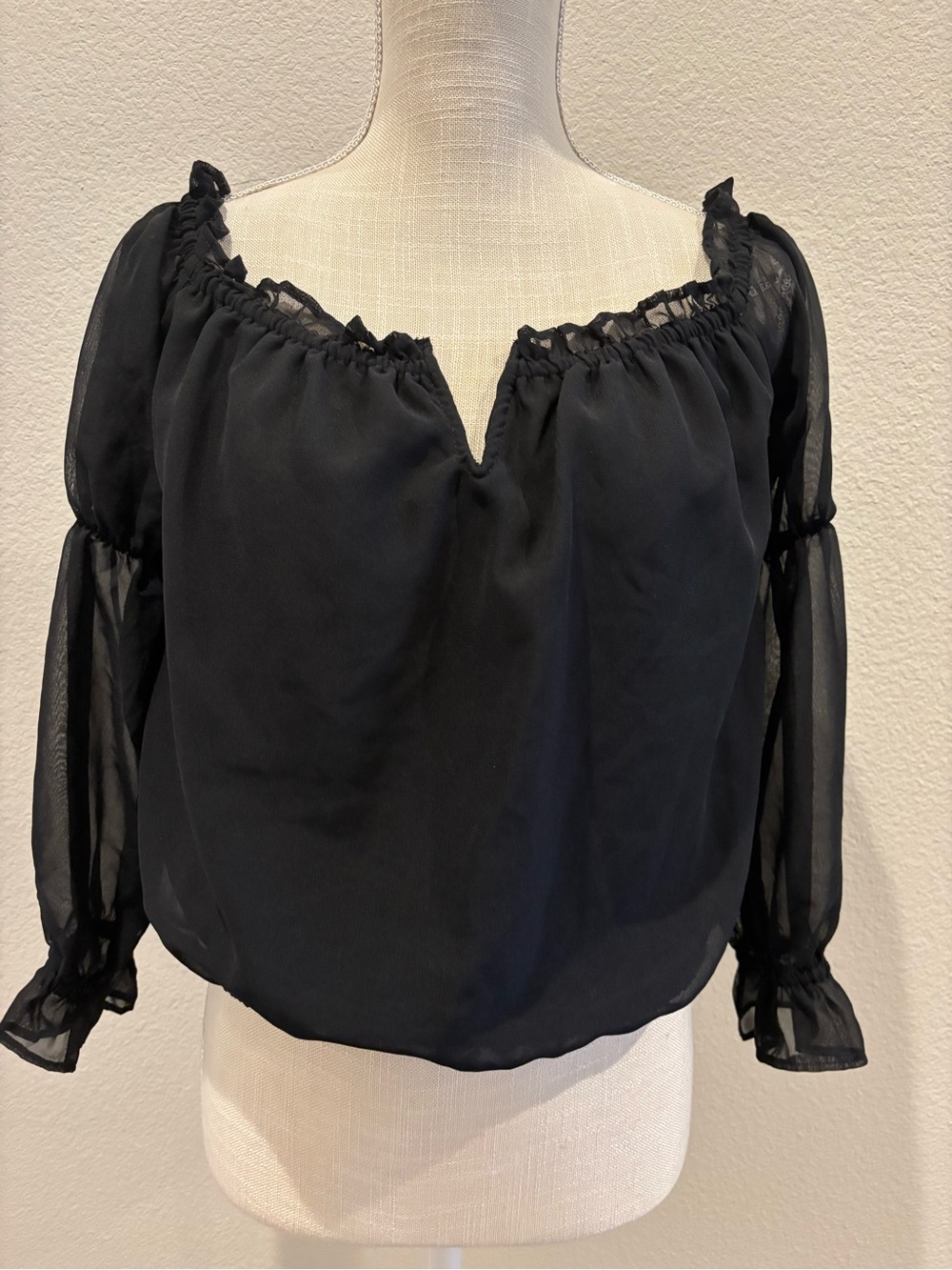 Guess Black Sheer Off-Shoulder Tank Top